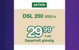 Angebot: DSL 250 MBit/s und Telefon-Flat für nur 29,99 € im Monat