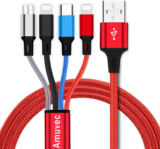 Amuvec Multi USB Kabel 3A, 4 in 1 Nylon Braided Universal Ladekabel